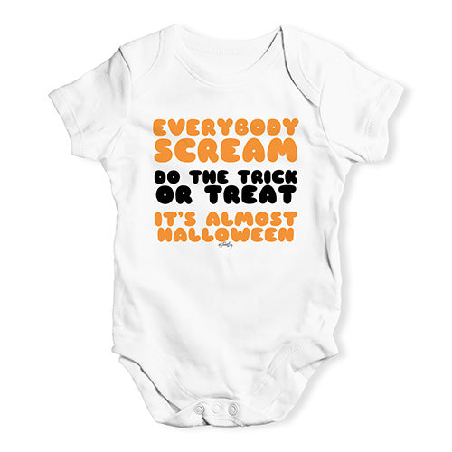 Baby Grow Baby Romper Everybody Scream Baby Unisex Baby Grow Bodysuit 12 - 18 Months White