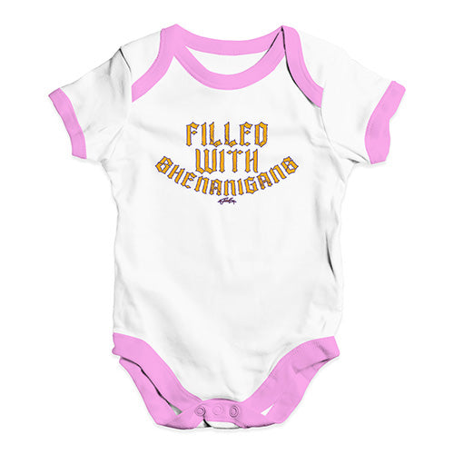 Funny Baby Bodysuits Filled With Shenanigans Baby Unisex Baby Grow Bodysuit 0 - 3 Months White Pink Trim