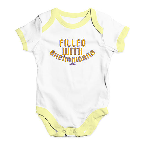 Bodysuit Baby Romper Filled With Shenanigans Baby Unisex Baby Grow Bodysuit 12 - 18 Months White Yellow Trim