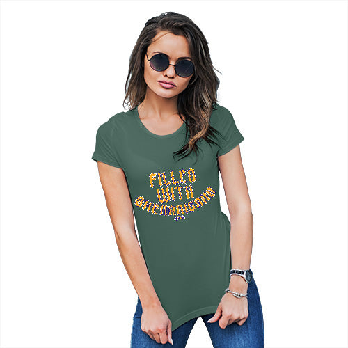 Womens Novelty T Shirt Filled With Shenanigans Women's T-Shirt Small Bottle Green