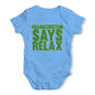 Funny Baby Clothes Frankenstein Says Relax Baby Unisex Baby Grow Bodysuit 12 - 18 Months Blue