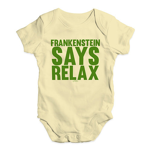 Funny Infant Baby Bodysuit Frankenstein Says Relax Baby Unisex Baby Grow Bodysuit 3 - 6 Months Lemon