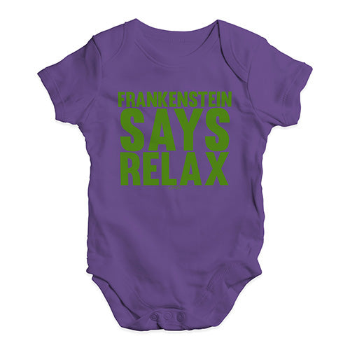Funny Baby Bodysuits Frankenstein Says Relax Baby Unisex Baby Grow Bodysuit 3 - 6 Months Plum
