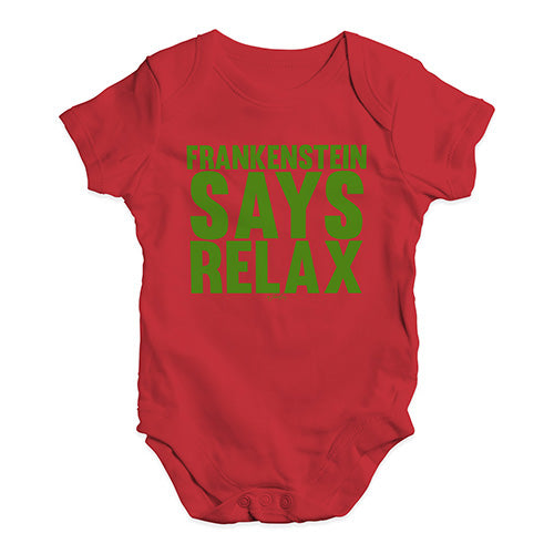 Babygrow Baby Romper Frankenstein Says Relax Baby Unisex Baby Grow Bodysuit 18 - 24 Months Red