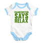 Cute Infant Bodysuit Frankenstein Says Relax Baby Unisex Baby Grow Bodysuit 12 - 18 Months White Blue Trim