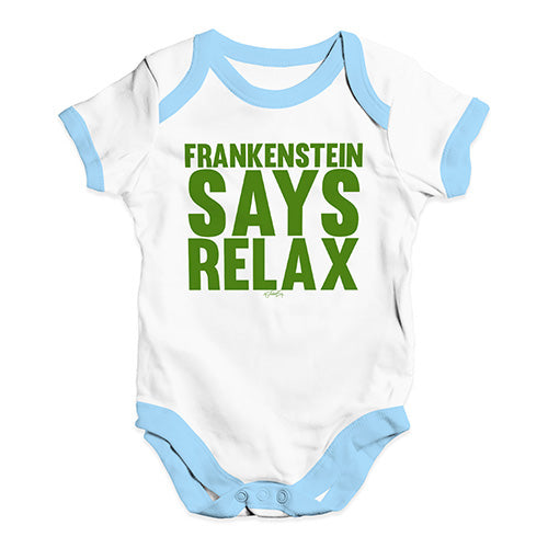Cute Infant Bodysuit Frankenstein Says Relax Baby Unisex Baby Grow Bodysuit 12 - 18 Months White Blue Trim