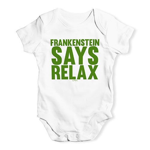 Baby Grow Baby Romper Frankenstein Says Relax Baby Unisex Baby Grow Bodysuit 0 - 3 Months White