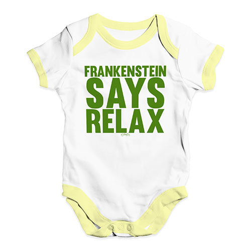 Cute Infant Bodysuit Frankenstein Says Relax Baby Unisex Baby Grow Bodysuit New Born White Yellow Trim