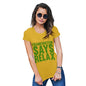 Funny Tshirts For Women Frankenstein Says Relax Women's T-Shirt X-Large Yellow