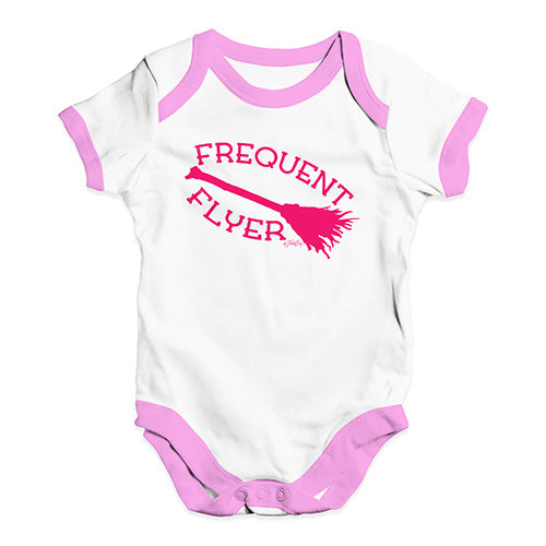 Cute Infant Bodysuit Frequent Flyer Baby Unisex Baby Grow Bodysuit 18 - 24 Months White Pink Trim
