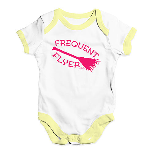 Funny Infant Baby Bodysuit Frequent Flyer Baby Unisex Baby Grow Bodysuit 3 - 6 Months White Yellow Trim