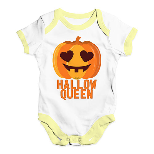 Babygrow Baby Romper Hallow Queen Baby Unisex Baby Grow Bodysuit 3 - 6 Months White Yellow Trim