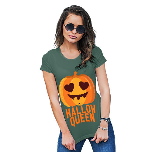 Funny T-Shirts For Women Hallow Queen Women's T-Shirt Medium Bottle Green
