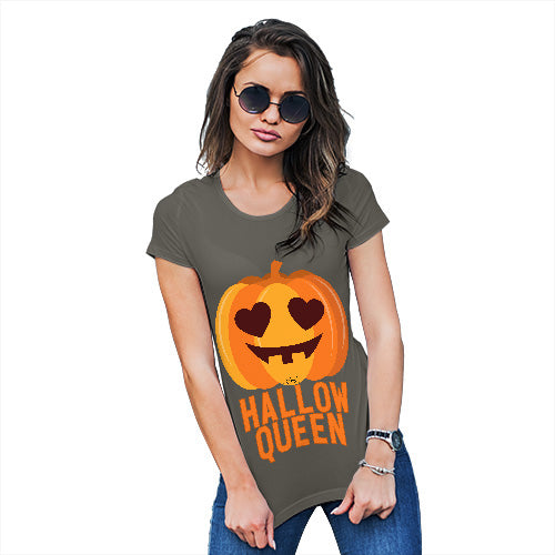 Womens Humor Novelty Graphic Funny T Shirt Hallow Queen Women's T-Shirt X-Large Khaki