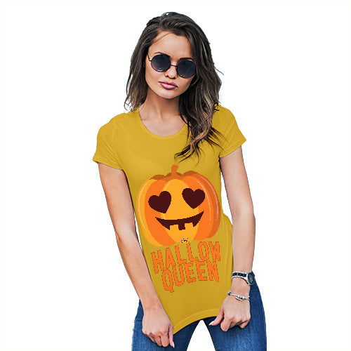 Womens Funny T Shirts Hallow Queen Women's T-Shirt X-Large Yellow