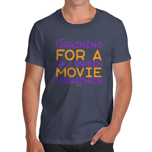 Mens T-Shirt Funny Geek Nerd Hilarious Joke Halloween Movie Marathon Men's T-Shirt Medium Navy