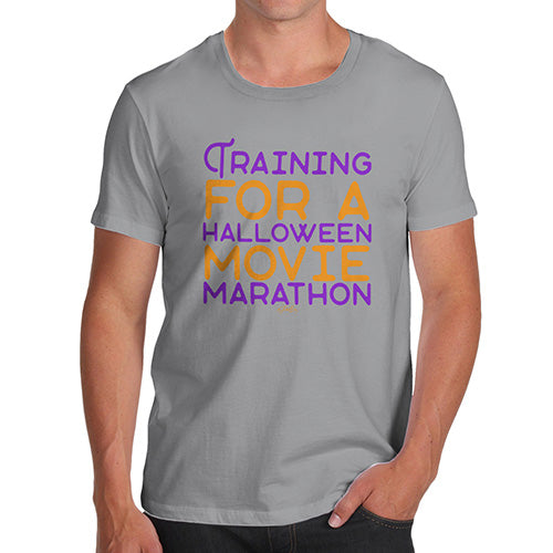 Funny Mens T Shirts Halloween Movie Marathon Men's T-Shirt Small Light Grey