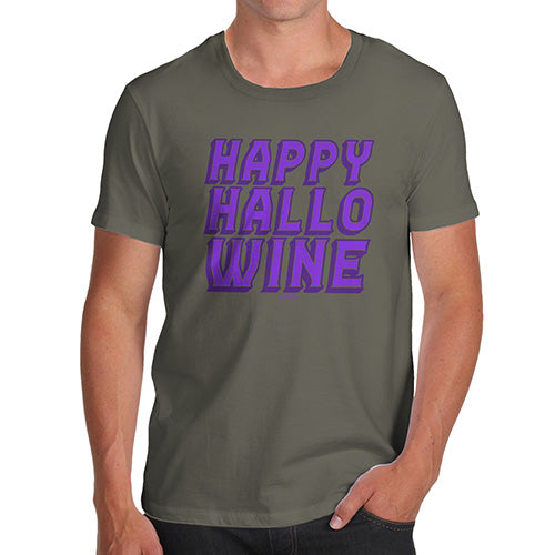 Funny Mens T Shirts Happy Hallo Wine Men's T-Shirt Large Khaki