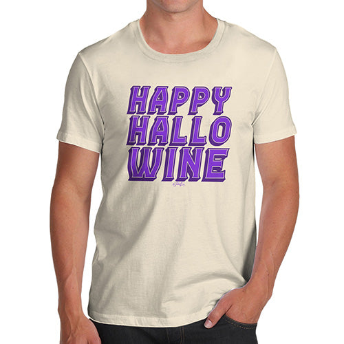 Funny Mens Tshirts Happy Hallo Wine Men's T-Shirt Large Natural