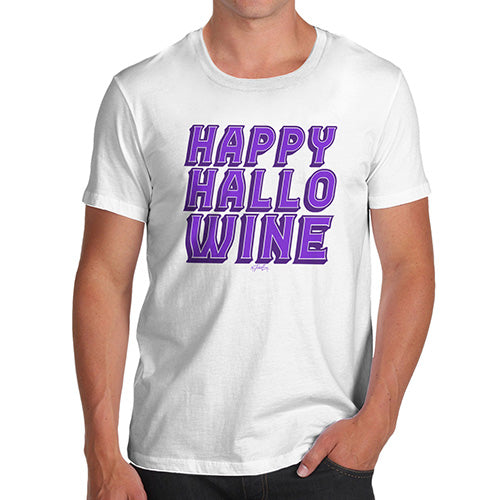 Funny T-Shirts For Men Happy Hallo Wine Men's T-Shirt Small White