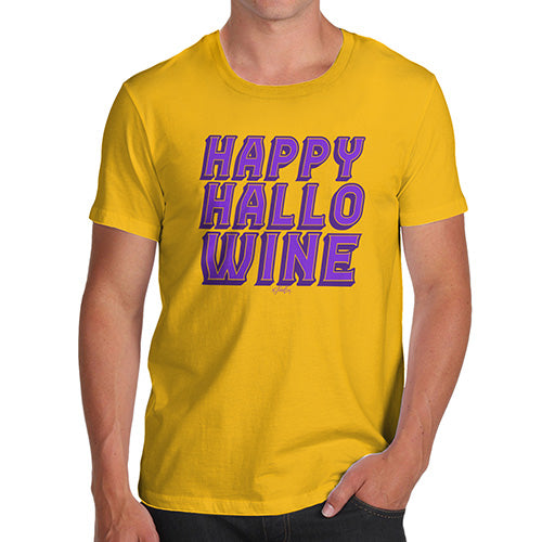 Funny T Shirts For Dad Happy Hallo Wine Men's T-Shirt Small Yellow
