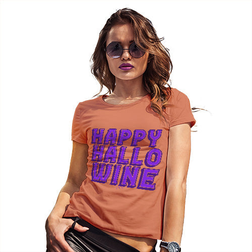 Funny T-Shirts For Women Happy Hallo Wine Women's T-Shirt Medium Orange