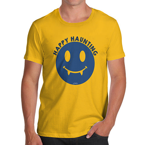 Mens T-Shirt Funny Geek Nerd Hilarious Joke Happy Haunting Men's T-Shirt Small Yellow