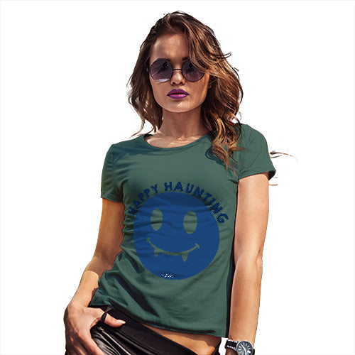 Funny T-Shirts For Women Happy Haunting Women's T-Shirt Small Bottle Green