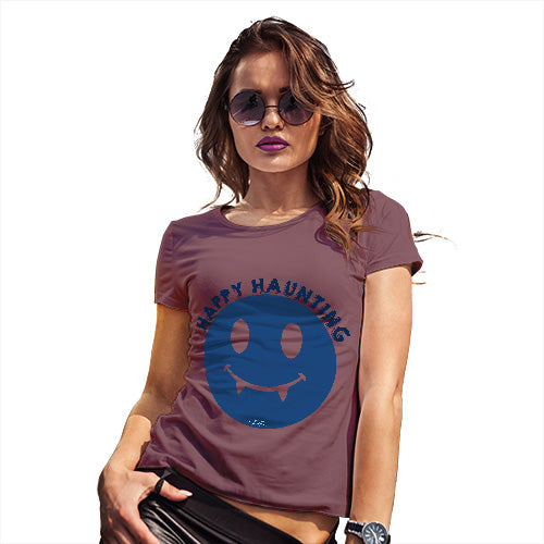 Womens T-Shirt Funny Geek Nerd Hilarious Joke Happy Haunting Women's T-Shirt X-Large Burgundy