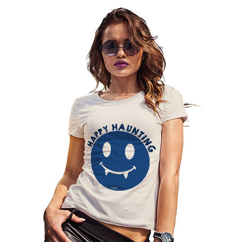 Funny Gifts For Women Happy Haunting Women's T-Shirt Medium Natural