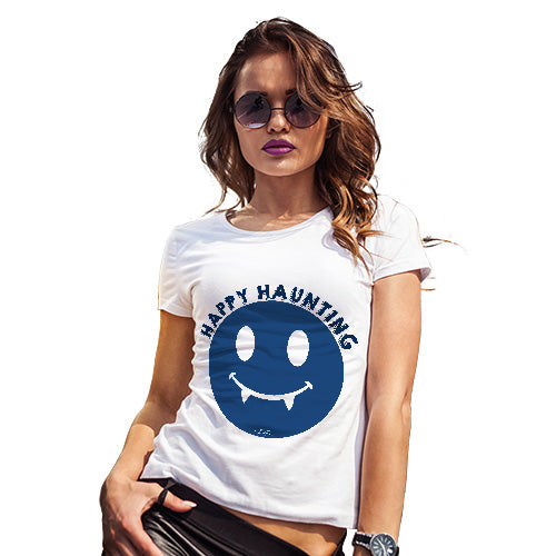 Funny Gifts For Women Happy Haunting Women's T-Shirt Large White