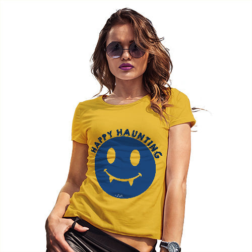 Funny Tee Shirts For Women Happy Haunting Women's T-Shirt X-Large Yellow
