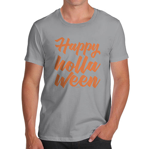 Mens Humor Novelty Graphic Sarcasm Funny T Shirt Happy Holla Ween Men's T-Shirt Small Light Grey