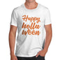 Novelty Tshirts Men Funny Happy Holla Ween Men's T-Shirt X-Large White