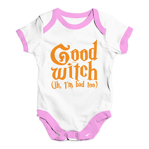 Funny Baby Bodysuits Good Witch I'm Bad Too Baby Unisex Baby Grow Bodysuit 12 - 18 Months White Pink Trim
