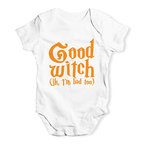 Funny Infant Baby Bodysuit Good Witch I'm Bad Too Baby Unisex Baby Grow Bodysuit 6 - 12 Months White