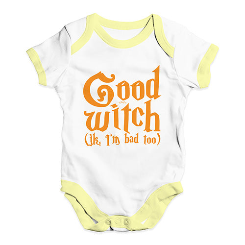 Cute Infant Bodysuit Good Witch I'm Bad Too Baby Unisex Baby Grow Bodysuit 3 - 6 Months White Yellow Trim