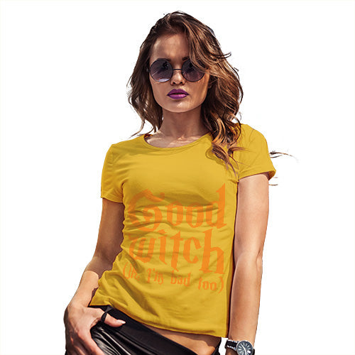 Womens T-Shirt Funny Geek Nerd Hilarious Joke Good Witch I'm Bad Too Women's T-Shirt Large Yellow