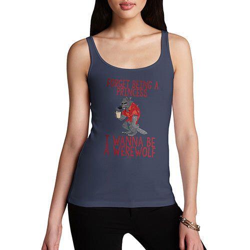 Novelty Tank Top Women I Wanna Be A Werewolf Women's Tank Top Large Navy