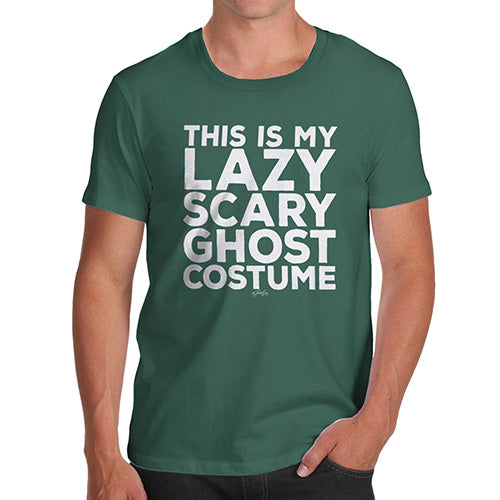 Funny Tshirts For Men Lazy Scary Ghost Costume Men's T-Shirt Large Bottle Green