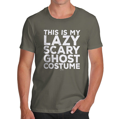 Novelty Tshirts Men Funny Lazy Scary Ghost Costume Men's T-Shirt Large Khaki