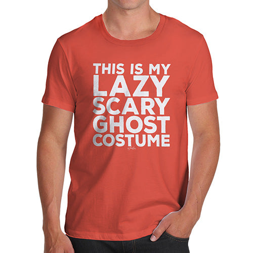 Novelty Tshirts Men Funny Lazy Scary Ghost Costume Men's T-Shirt Medium Orange