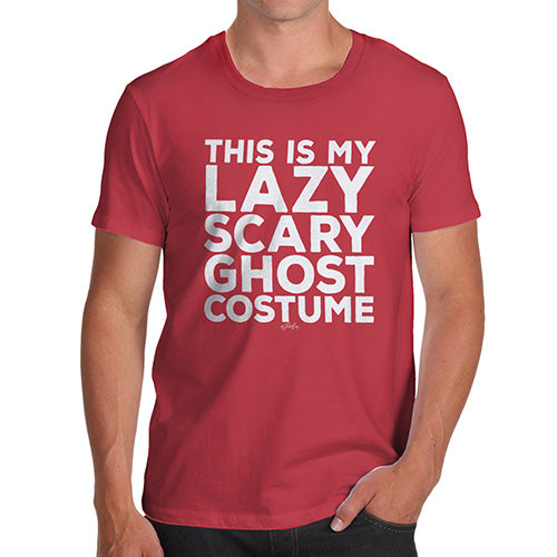 Funny Mens T Shirts Lazy Scary Ghost Costume Men's T-Shirt X-Large Red