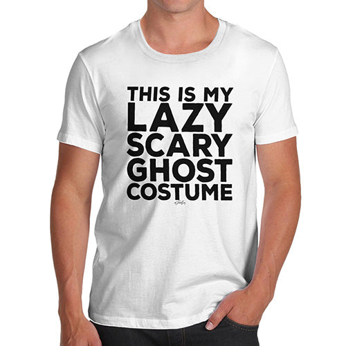 Novelty Tshirts Men Lazy Scary Ghost Costume Men's T-Shirt Small White