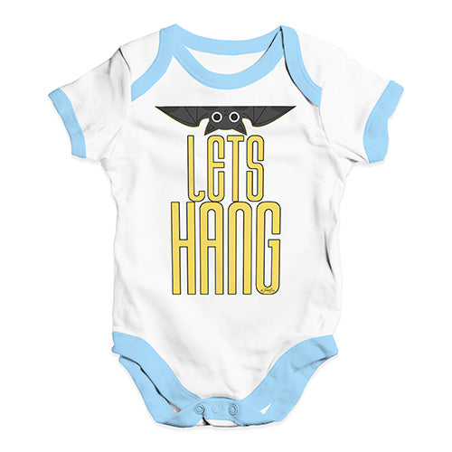 Funny Baby Bodysuits Let's Hang Bat Baby Unisex Baby Grow Bodysuit 12 - 18 Months White Blue Trim