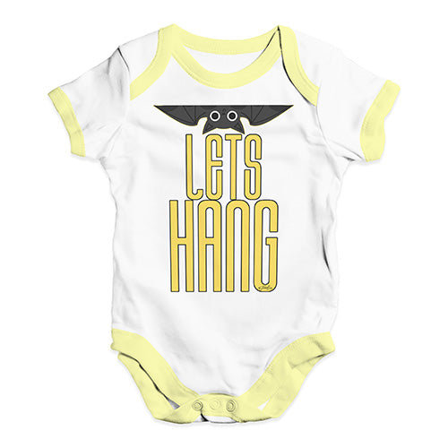 Funny Baby Onesies Let's Hang Bat Baby Unisex Baby Grow Bodysuit 3 - 6 Months White Yellow Trim