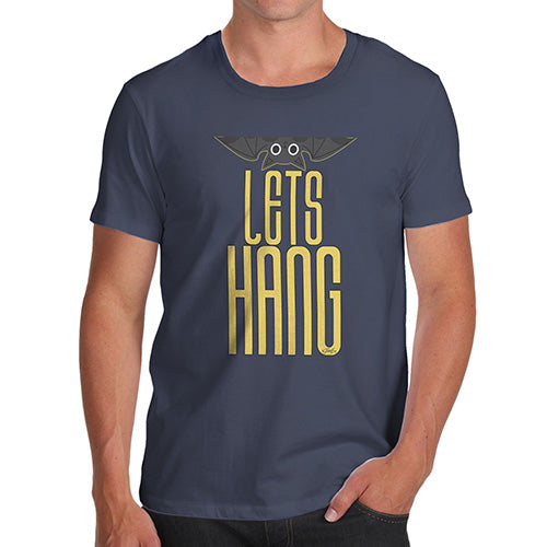 Funny Mens T Shirts Let's Hang Bat Men's T-Shirt Medium Navy