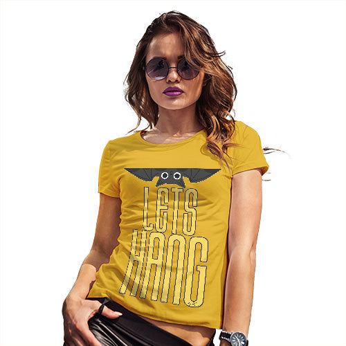Womens Funny Sarcasm T Shirt Let's Hang Bat Women's T-Shirt X-Large Yellow