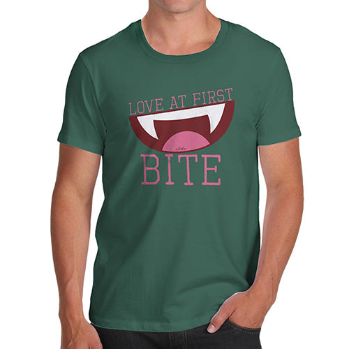 Funny Tee Shirts For Men Love At First Bite Men's T-Shirt Small Bottle Green