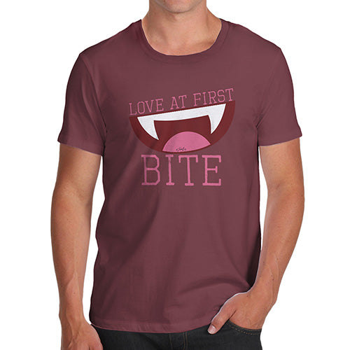 Mens Funny Sarcasm T Shirt Love At First Bite Men's T-Shirt Small Burgundy